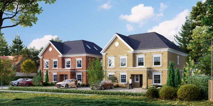 Proposed four-home residential development in Oxshott, Surrey CGI